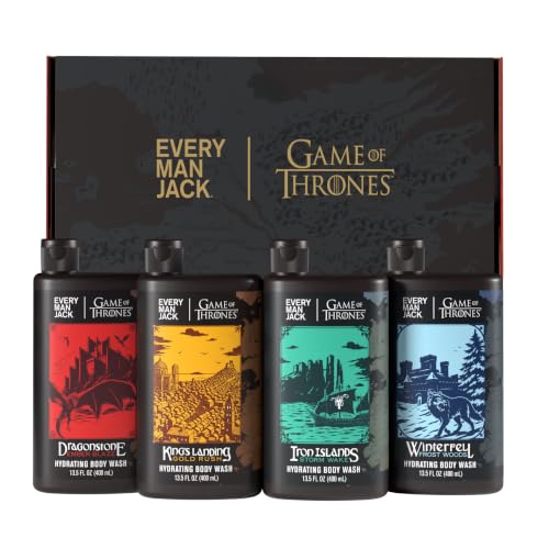 Every Man Jack Game of Thrones Collectors Edition Body Wash Gift Set - Includes 4 Body Washes with Clean Ingredients & Westeros Inspired Scents