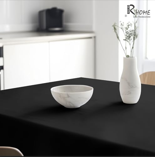 Image of R home 100% Cotton Solid Table Cover | | Black | 56 x 72 Inch I 200 GSM Thick Fabric, Anti-Skid | Machine Washable & Reusable | Ideal for Dining Table & Centre Table, Easy Maintenance