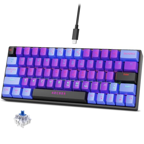 Image of tizum Archer Tech Lab Wired Mechanical Gaming Keyboard, 60% Compact 63 Keys, Anti-ghosting, clicky Blue switches, 17 RGB Effects, 50M clicks, Compatible with Laptop, Mac, PS4, PS5, Xbox (Astra M400).