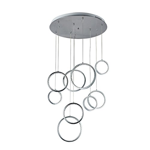 ChangDe- Led Lustre en forme d'anneau, Creative K9 Cristal Lustre Salon Aluminium Lustre Restaurant Décoration 9 Têtes Lustre 70 * 220 CM