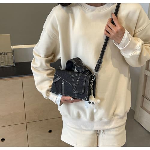 Trendy Dual-Tone Denim Bag for Women -Convertible Shoulder Crossbody Purse, Mini Blue Jean Clutch, 7.8x4.3x2.8 in4