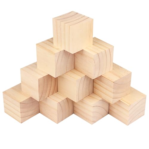 GNIEMCKIN 100 Packs Wooden Blocks for Crafts, 2 Inch Pine