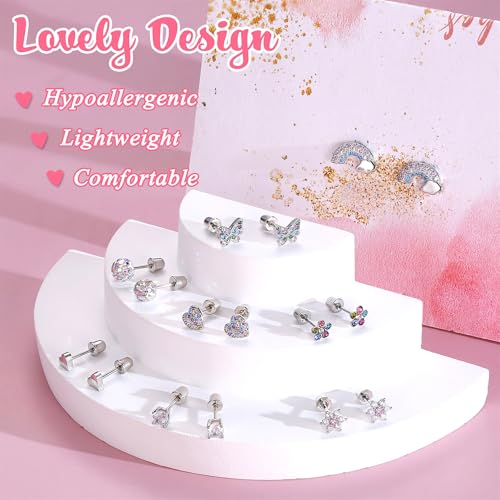 Jstyle JT-J-E0205-BLUE 8 Pairs Surgical Stainless Steel Hypoallergenic Stud Earrings thumb #5