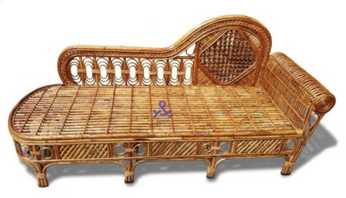 CRAFTCANE Bamboo Cane 3-Seater Sofa Settee | Convertible Diwan Sofa Cum Bed for Living Room/Office | 190 cm Long, 400 kg Capacity
