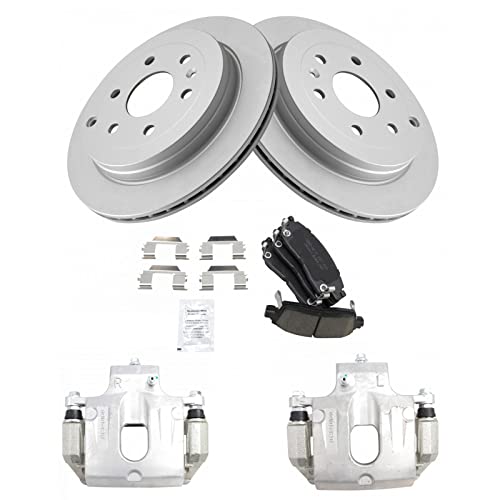 Image of TRQ Rear Brake Pad and Rotor Set Ceramic Coated Rotors Calipers