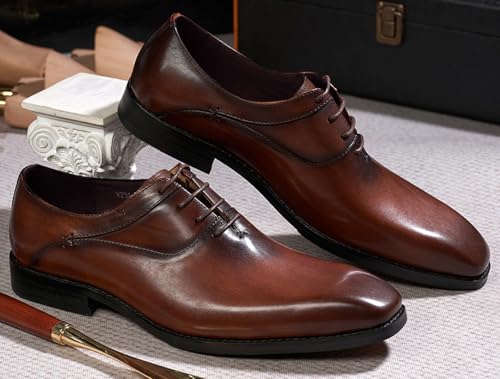 Santimon Mens Modern Essentials Cap Oxfords Formal Dress Suit Shoes Men's Fashion Genunie Leather Derby Prom Wedding Business Causal Tuxedo Shoes for Men4