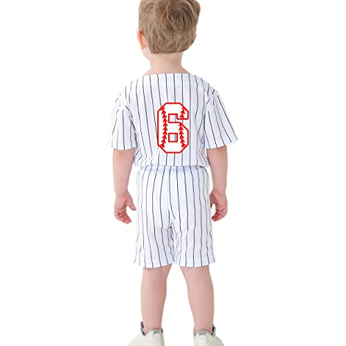 Image of BAICAIYU Toddler Boys Birthday Outfit Kids Baseball Jersey and Pants Suit Set 2nd 3rd 4 Years Old Stripe Cute Summer Clothes