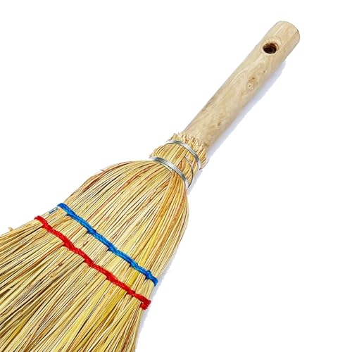 Strohbesen mit Holzstiel zum Aufhängen Handfeger Kehrbesen Hexenbesen Zimmerbesen Besen Feger L39xB14cm – Bild 4