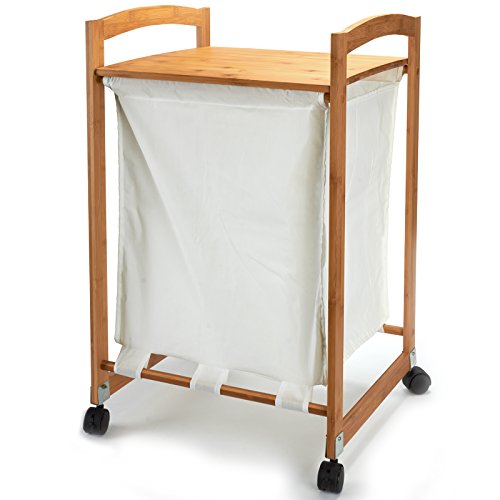 Panier à linge en bambou laqué et toile de qualité supérieure - 2