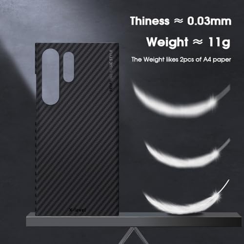 Image of X-level Design for Samsung Galaxy S24 Ultra Case, Flexible Carbon Fiber Shockproof Lightweight Protective Cases Thin Slim Phone Cover Case for Samsung S24 Ultra(Black)