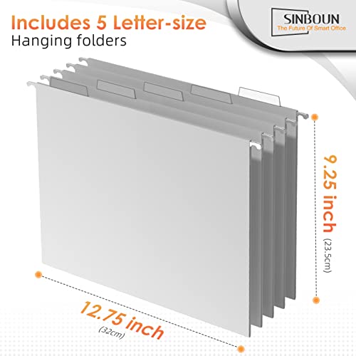 Sinboun Hanging File Organizer Letter-Size File Holder Filing Box Includes 5 Hanging Folders - Metal Mesh Magazine Letter Storage Cabinets File Cart for Office Home School, No Assembly Required - Image 4