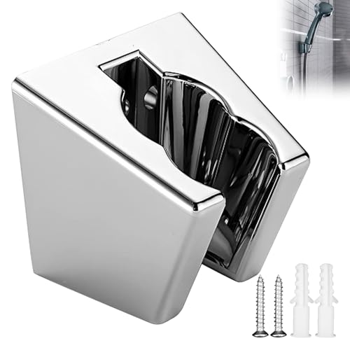 Hsyadazi - Supporto Doccia Testa Metallico [4x3x4cm], Portadoccia in Lega di Zinco Argento con Viti Incluse - Compatibile con la Maggior parte delle Docce a Parete