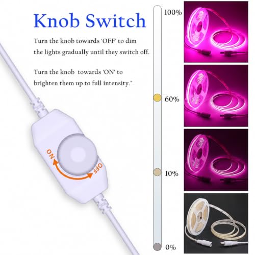 Image of LED Strip Lights 24V COB Pink Dimmable LED Lighting 16.4ft (Kit) | Bright, Dotless High Density 7.2 /m, 8mm Width Cuttable Flexible, Home DIY Commercial Decoration