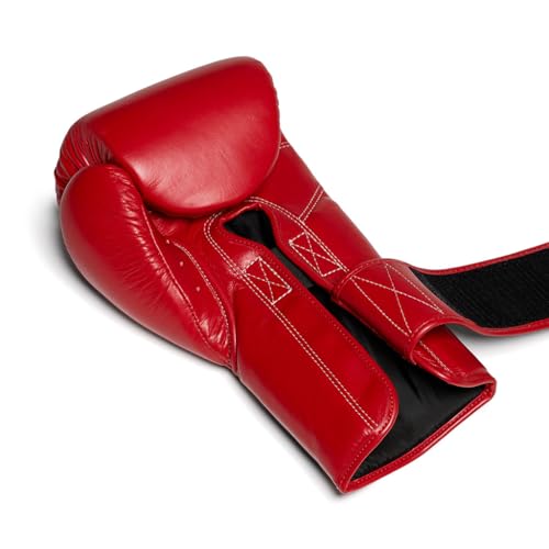 Flow Challenge Boxhandschuhe aus echtem Leder, Sparring und Training, Muay Thai, Kickboxen, MMA, Kampfsport, Herren und Damen - Rot - 12oz