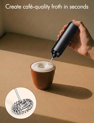 Image of Rechargeable Milk Frother Hanheld, Frother Wand Drink Mixer Handheld Coffee Stirrers Electric Frother for Coffee Mixer Wand -Black