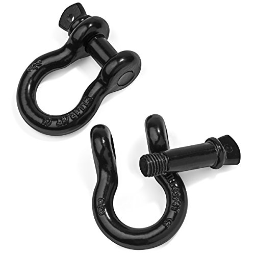3/4 Shackle by Vault - 2 Pack - Black Powder Coat - Rugged 4.75 Ton (9,500 Lbs) Capacity - Heavy Duty D Ring for Vehicle Recovery, Towing, Stump Removal, & More - Accessory for Jeeps & Trucks