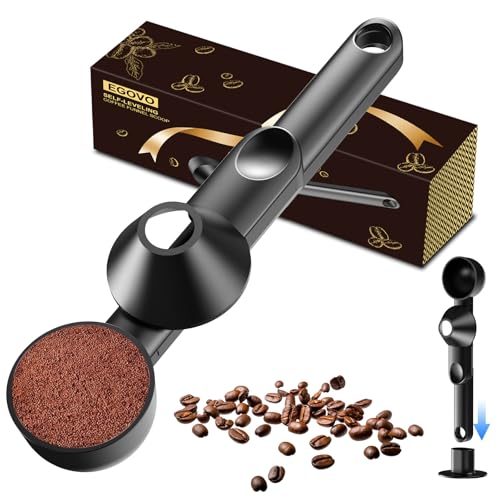 Image of Coffee Scoop with Funnel for Reusable K Cup, 2 TBSP Measuring Spoon | Mess-Free Funnel Design, Sliding Leveler for Precise 2 TBSP, Long Handle for Coffee, Protein Powder & Tea (1-Pack)