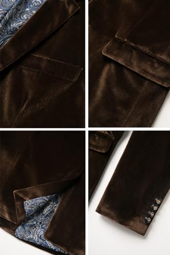 THWEI Mens Velvet Blazer Slim-Fit Fashion Solid Suit Jacket 5