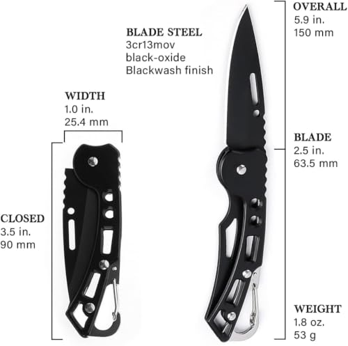 Image of Folding Utility Cutter, Stainless Steel Multipurpose Cutting Tool for Packaging, Carton Opening, Fruit & Vegetable Preparation, Craft, Office and Household Use (BLACK CARBON)