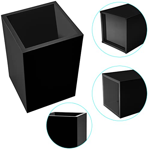 Image of 2 Pack Black Acrylic Pencil Pen Holder Cup,Desk Accessories Holder,Makeup Brush Storage Organizer,Modern Design Desktop Stationery Organizer for Office School Home Supplies,2.6x 2.6x 4 inches