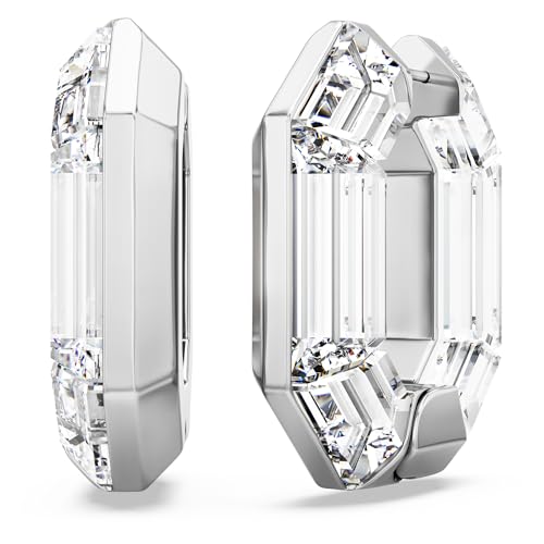 Swarovski Lucent Hoop Earrings, Octagon Shape, Small, Clear4