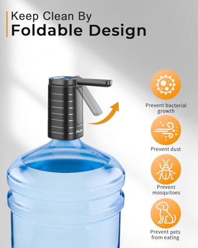 Image of Aluan Automatic Water Can Dispenser Pump for 20 Litre Bottle-Big Battery Portable C Type USB Rechargeable Water Pump Dispenser for Home-with Low Noise & High Efficiency (Black)