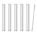 GeeStone 5 Piece Glass Tubes with Cleaning Brush 4 inch 12mm OD 2mm Thick Wall Tubing Borosilicate B