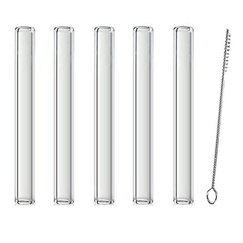 Geestone 5 Piece Glass Tubes With Cleaning Brush 4 Inch 12Mm Od 2Mm Thick Wall Tubing Borosilicate Blowing Tubes Clear Tubes #TOP17