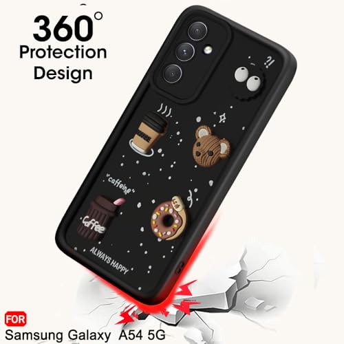 Image of TheGiftKart Back Cover Case for Samsung Galaxy A54 5G | Cute Fun Cartoon 3D Bear Coffee Case | Full Camera Protection | Shockproof Back Cover Case for Samsung Galaxy A54 5G (Silicone, Black)