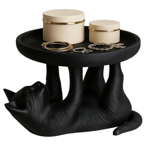 Plato de baratijas – Decoración de escritorio con forma de gato y conejo, bonito plato de almacenamiento de pulseras, accesorio decorativo para baño, mesita de noche, oficina, sala de estar, mesita de