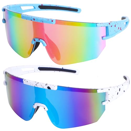 Virtue Yun 2 Stück Schnelle Brille Fahrradbrille Polarisierte Sport Sonnenbrille Fahrradbrille Winddicht UV 400 Schutzbrille für Radfahren Klettern Glof Freien