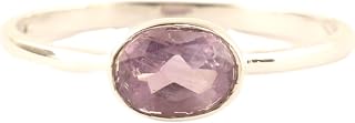 Natural Amethyst Ring Sterling Silver, Purple Stone Ring, Gemstone Ring Dainty Violet Stone Amethyst Flower Ring, Gift Wife Sis Mom Friend