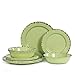 12pcs Melamine Dinnerware set for 4, Outdoor Use Dinner Dishes Set for Camper, Break-resistant, Green Beans Color