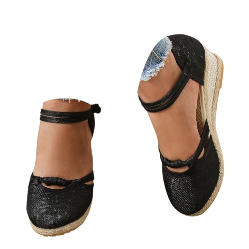 Alueeu Sandalias Mujer Verano 2023 Cuña Comodas Alpargatas Zapatos Casual Hebilla Fiesta Clásica Elegantes con Pala Cerrada Exterior Forrada de Yute Romano Sandalias de Playa, 04 Negro, 38 EU Alueeu Sandalias Mujer Verano 2023 Cuña Comodas Alpargatas Zapatos Casual Hebilla Fiesta Clásica Elegantes con Pala Cerrada Exterior Forrada de Yute Romano Sandalias de Playa, 04 Negro, 38 EU