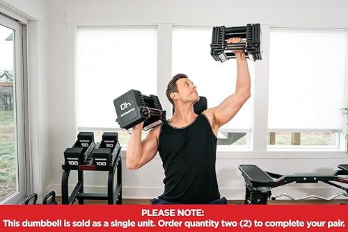 Image of PowerBlock Pro 100 Adjustable Dumbbell, Sold As A Single Unit 5-100 lb Dumbbell - Durable Steel Build, Innovative Workout Equipment, Strength Training