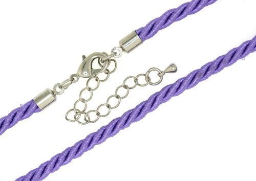 Mevoi 16" Purple Three Ply Twisted Faux Silk Cord Necklace 2in Extender - 4.0MM