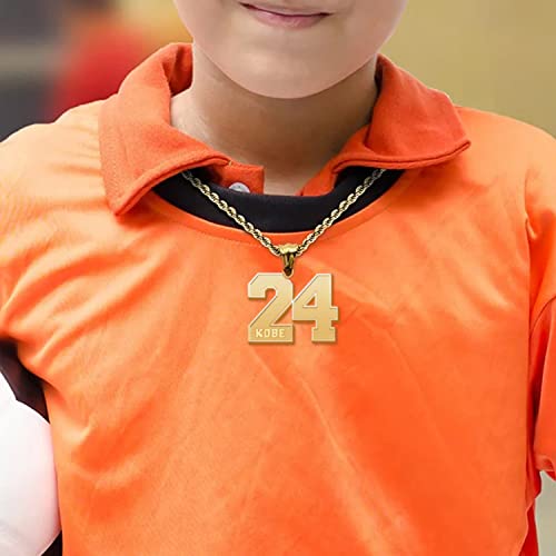 Jecivila Personalized Number Necklace 18K Gold Plate Custom Name Sports Jewelry Football Baseball Basketball Number Necklace For Men Boys Athletes(16’’-24’’) #TOP4