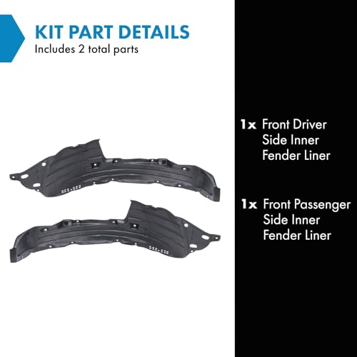 Image of TRQ Front Driver and Passenger Side Inner Fender Liner Set Compatible with 2017-2022 Honda CR-V