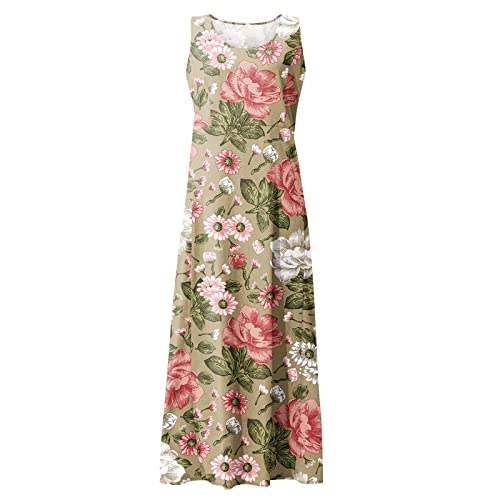 Plus Size Cotton Linen Summer Dresses for Curvy Women 2025 Sleeveless Maxi Vacation Beach Sundresses with Pockets