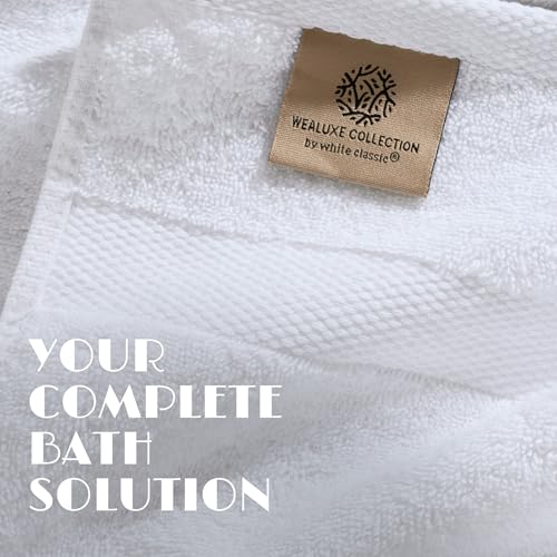 White Bath Towel Set of 6 - 100% Cotton Highly Absorbent Towels for Bathroom, 2 Luxury Bath Towels 650GSM, 2 Hand Towels, 2 Washcloths - Image 4