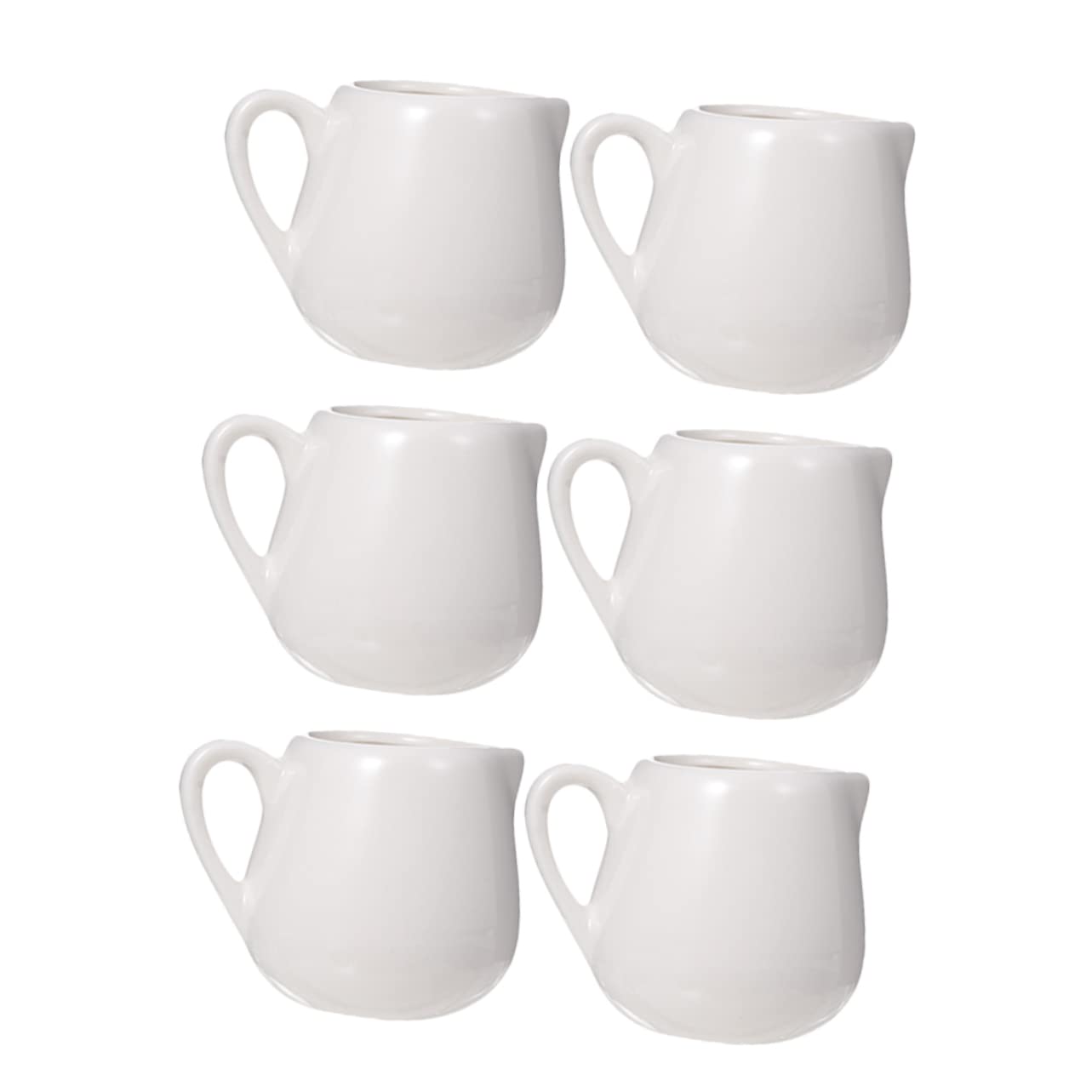 Unomor 6pcs Sauce Spoon Espresso Mini Creamer Syrup Coffee Serving Pitcher Lid Milk Pour Pot Coffee Creamer Holder Latte Art Tool Sauce Cup Dispenser Mini Jam Jars Carafe White Ceramics