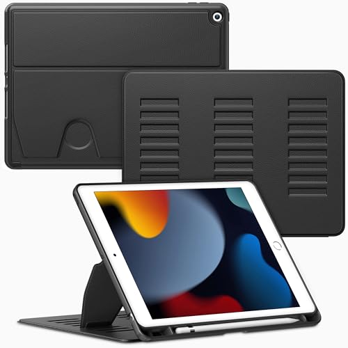 VIKESI Case for iPad 9th / 8th / 7th Generation 10.2 inch (2021/2020/2019 Released),Multiple Angles Magnetic Stand Cover,Shockproof Back,Pencil Holder,and Auto Sleep/Wake,Black