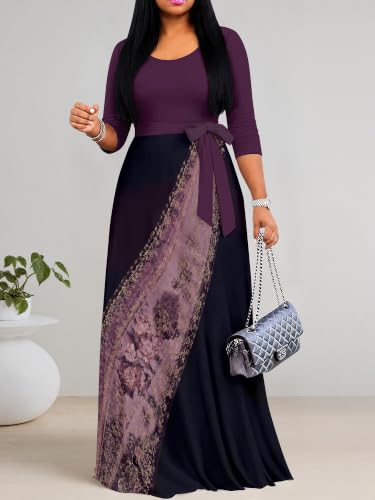 Image of Women's 3 /4 Sleeve Maxi Dress with Pockets