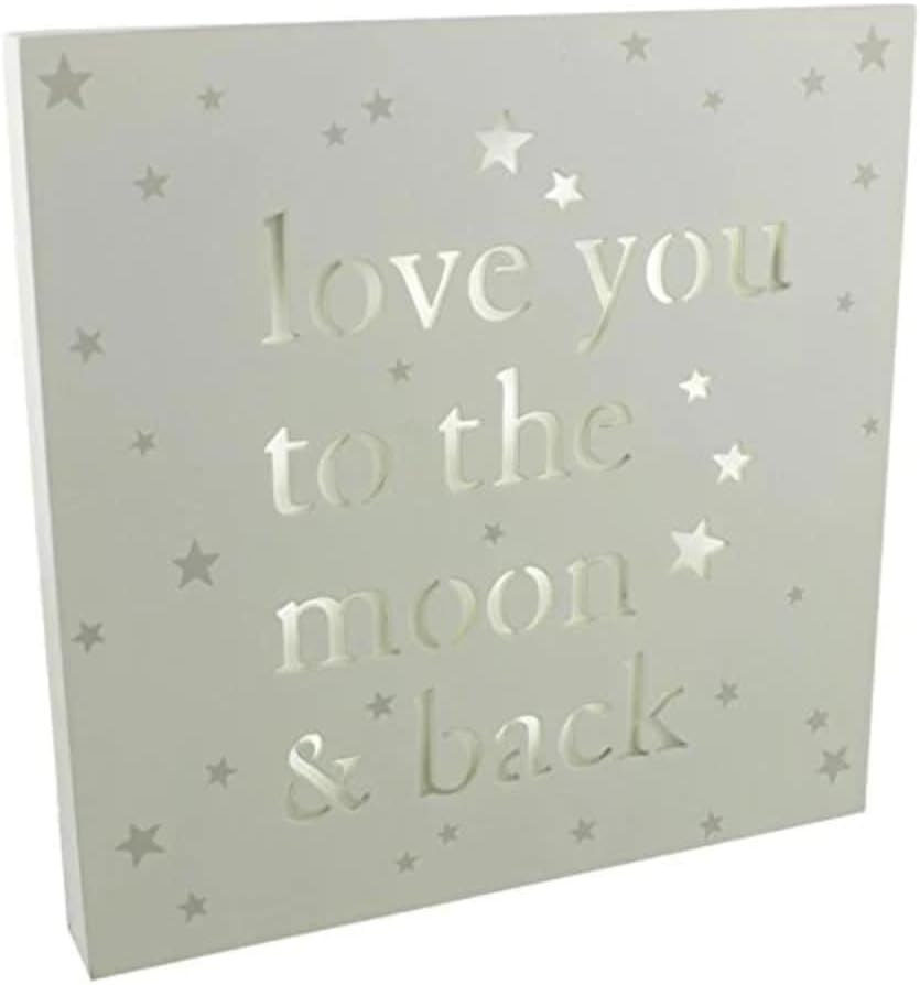 Bambino Baby Nursery Room Light Up MDF Wall Plaque - Love you to the Moon & Back