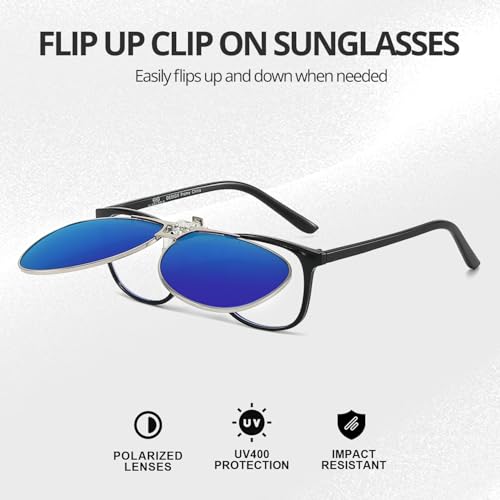 Image of Trysee Polarized Clip on Sunglasses Over Prescription Glasses Aviator Style UV400 Protection Flip Up TS-CO-013