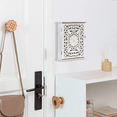 Ahuonel Wooden Key Holder For Wall Key Box Key Cabinet, Key Hooks Wall Mounted Key Hangers Rustic Decorative Wood Key Rack With 6 Key Hooks For Home Office Entryway Mudroom Hallway Bedroom Living Room #TOP2