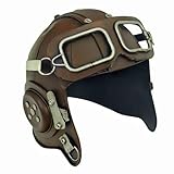 TRABEATOGA Fighter Pilot Helmet Model Decorative Metal Sculpture Handmade Vintage Style Aviator Hat Art Object Collectible Model Decor, Aviation Air Force Flying Man Miniature Hat Gift