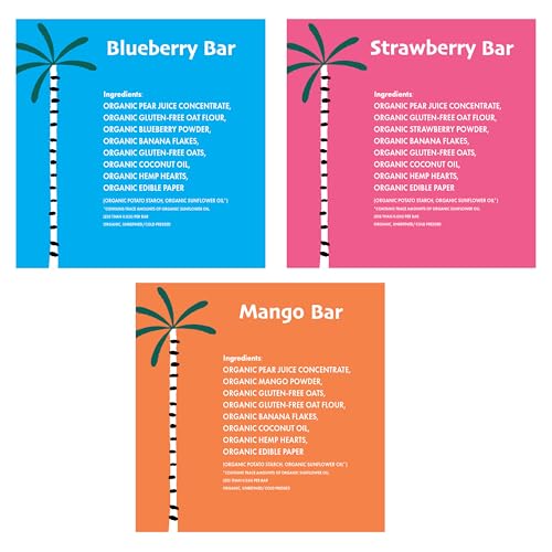 Image of Dino Bars | Organic Fruit Bar for Kids Blueberry Strawberry Mango | 18 Pack | Mess free fruit bars made with fruit and oats. Gluten Free Dinosaur Snacks. Blueberry, Strawberry & Mango flavors.