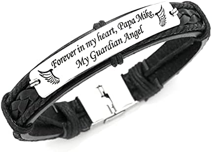 Mens Leather Memorial Bracelet, In Memory of Someone Who is Deceased, Forever in my Heart