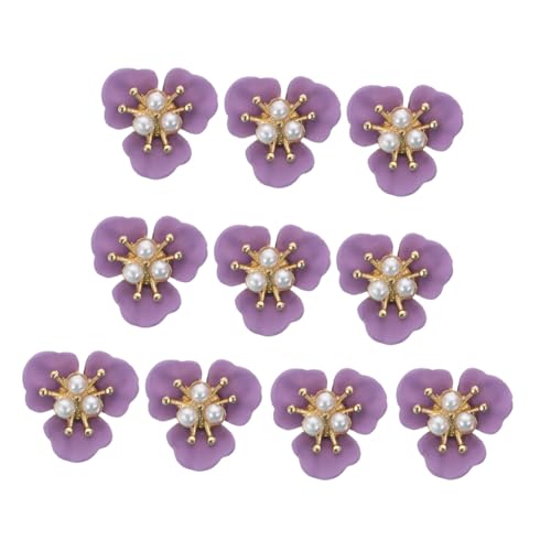 NULYLU Nail Jewels for Nail Art 10pcs Pearl Flower Gems Stylish DIY Manicures Decoration